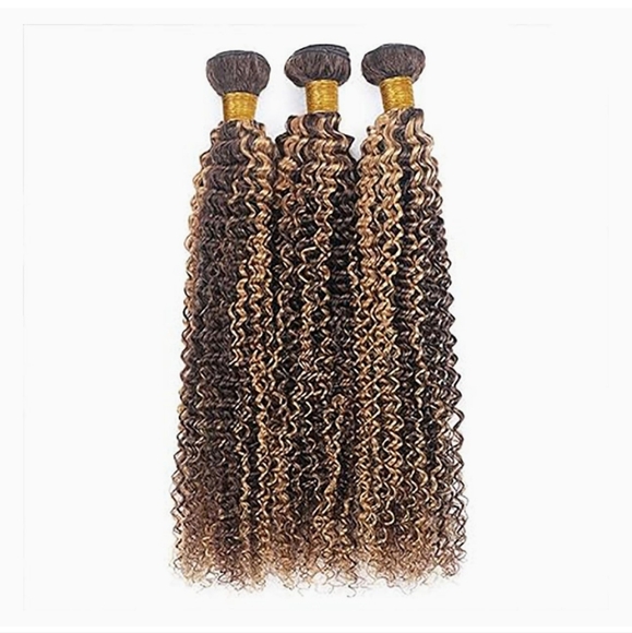 Highlight Bundles P4/27 Curly Wave Brazilian Remy Hair 3 Bundles 8 8 8 Inch Hair - Picture 2 of 16